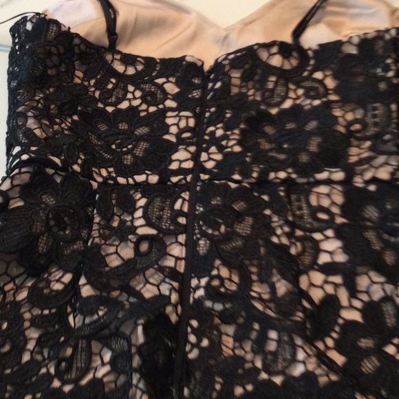 Express black vintage lace slip dress with nude lining, size 0. - Picture 5 of 6